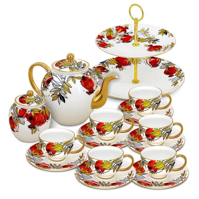 Чайный сервиз Гранатовый сад на 6 персон, 15 предметов