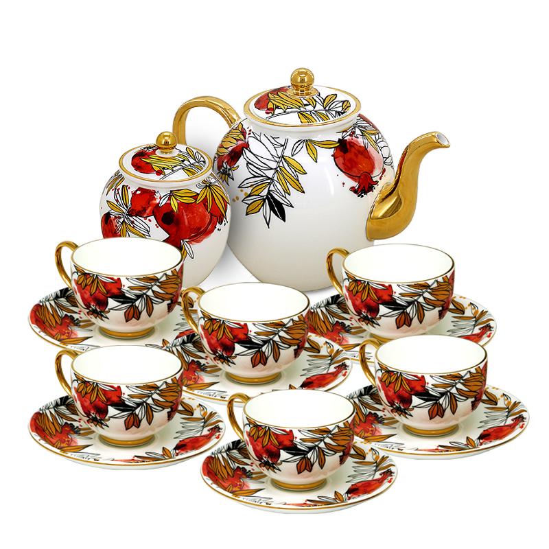 Чайный сервиз Гранатовый сад на 6 персон, 14 предметов